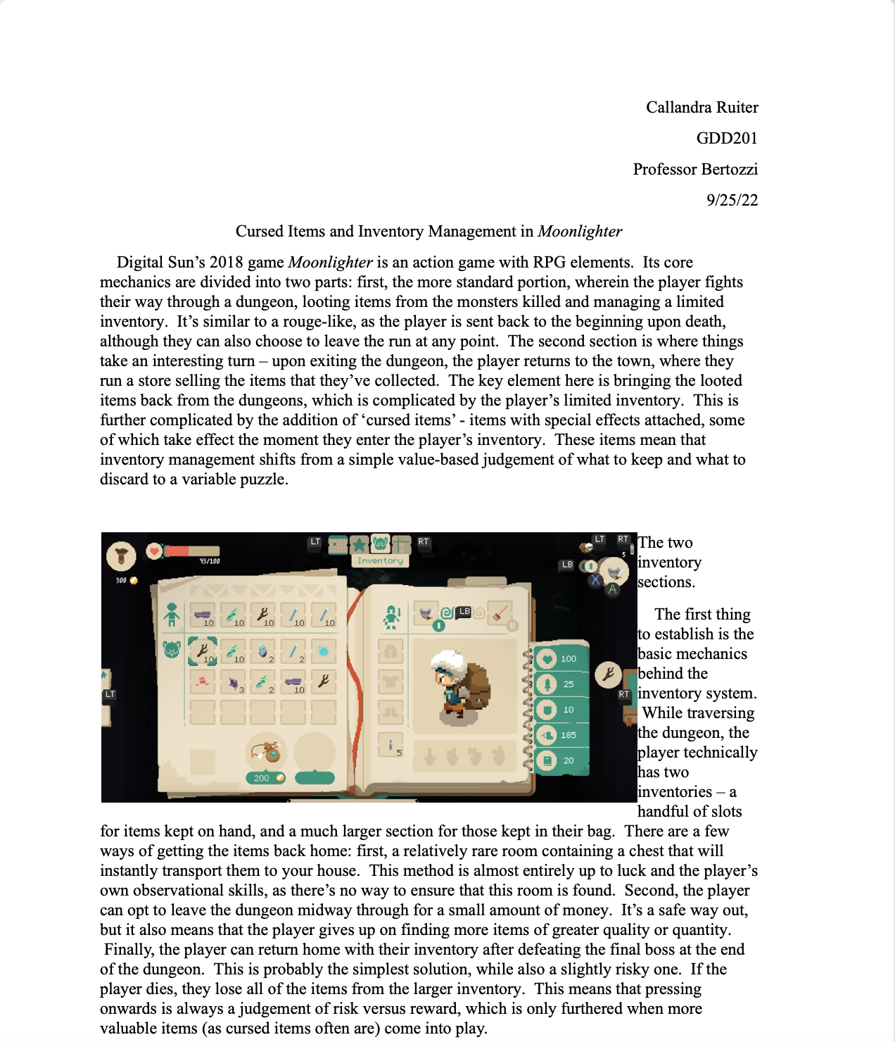 first page of game analysis 1