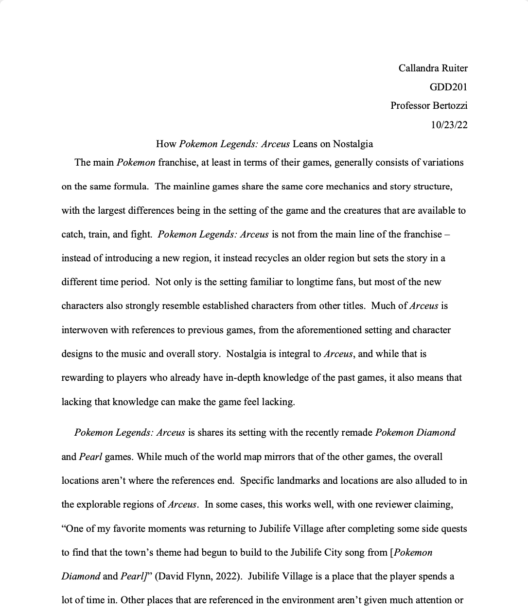 first page of game analysis 2