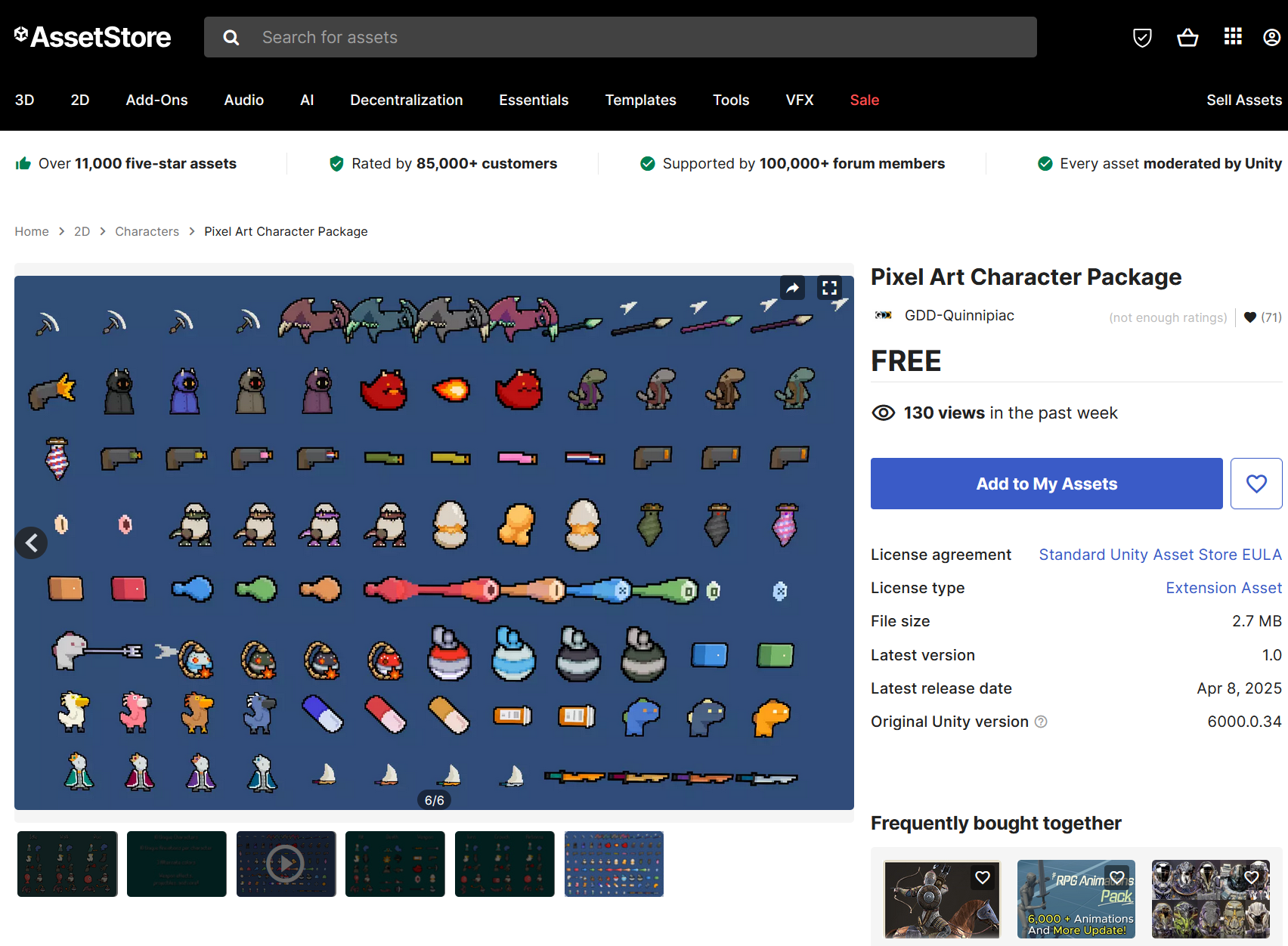 Unity Asset Store page